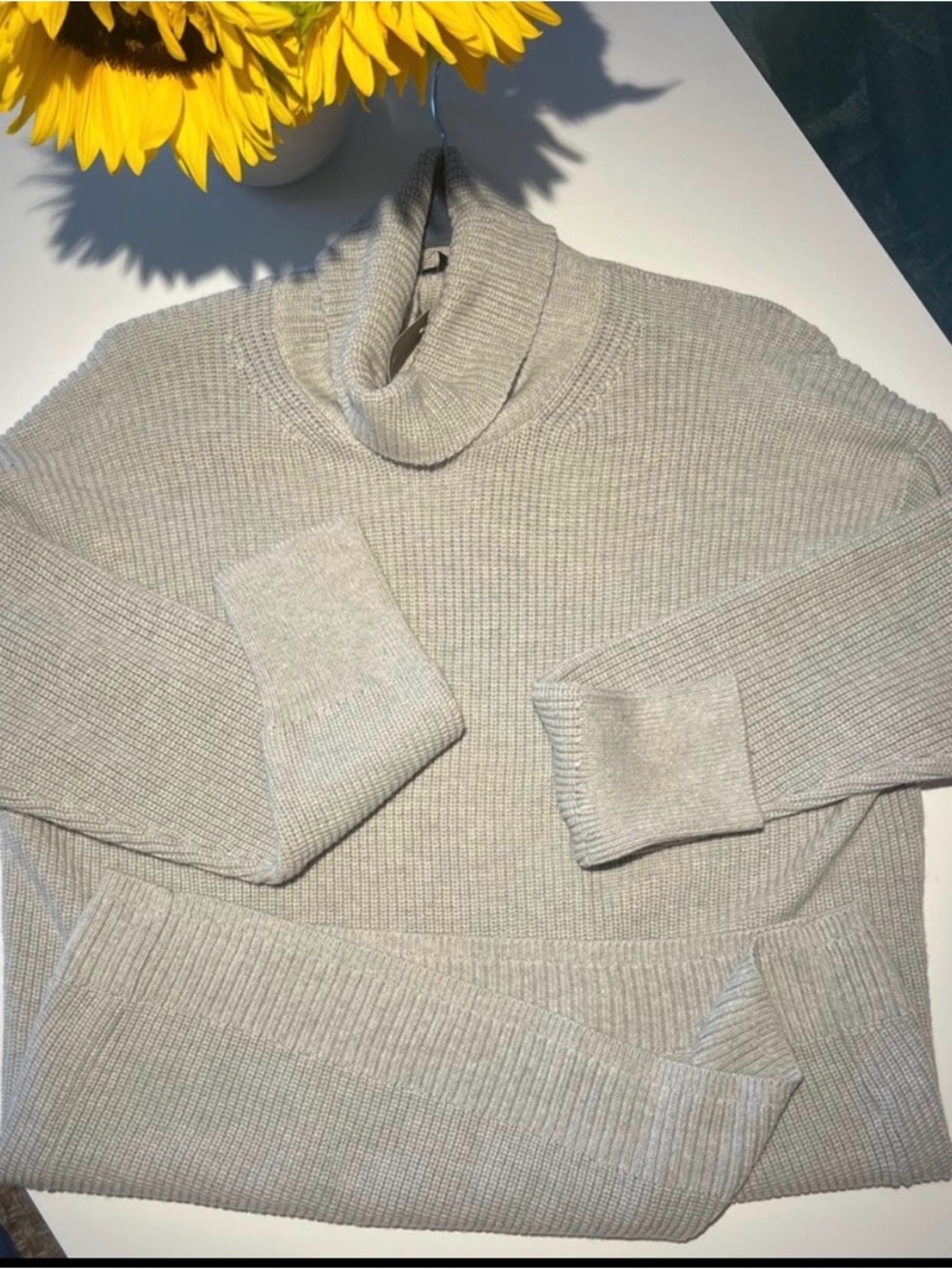 J. Crew Light Gray Ribbed Turtleneck Sweater